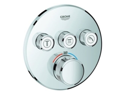 Termostato GROHE Grohtherm SmartControl con tres válvulas de cierre, rosetón de pared redondo, Color: cromado