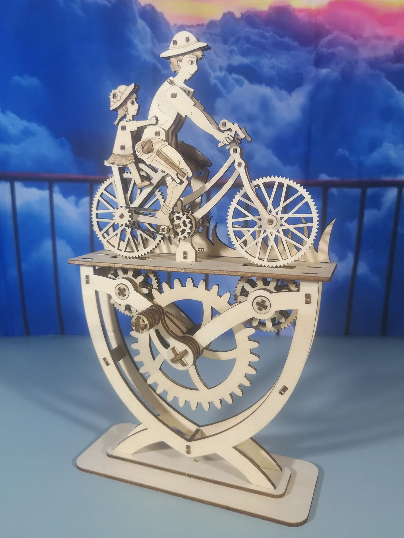 (padre E Hija) Kit De Montaje De Bicicleta Artesanal Con Rompecabezas 3d De Madera.