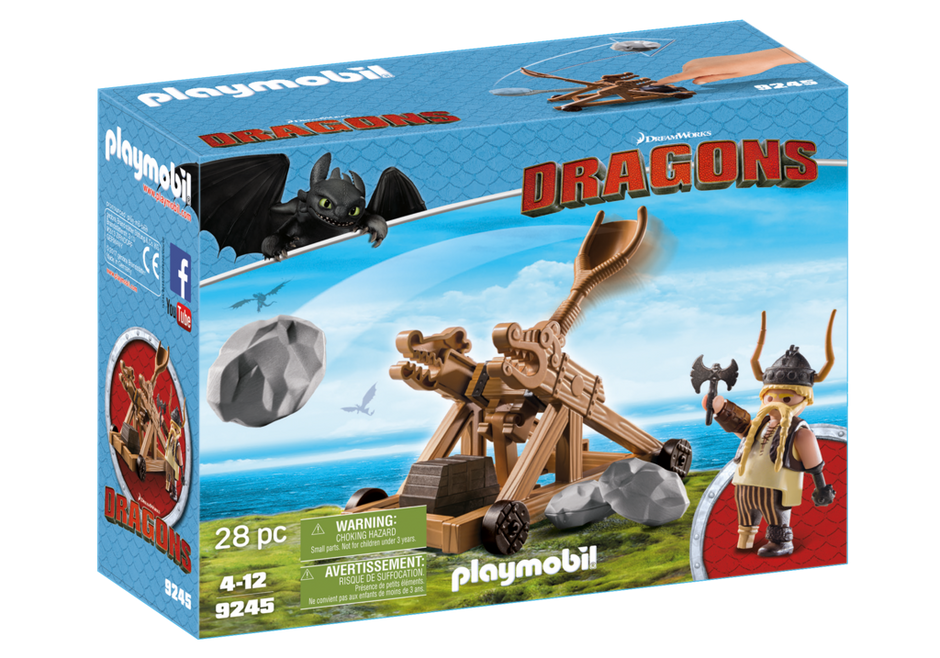 PLAYMOBIL Dragons: Boquilla con catapulta - 9245 (Edad Mínima: 4)