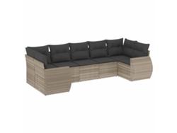 Maison Exclusive - Set De Sofás De Jardín 7 Pzas Con Cojines Ratán Pe Gris Claro