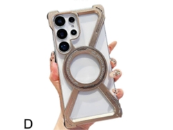 Gold2026 For Samsung S25u Metal Bezel-less Skeleton Half Wrap Phone Case