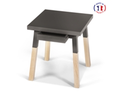 Conjunto de 2 Mesitas de Noche Cuadradas MON PETIT MEUBLE FRANÇAIS con Tablero Pintado y 1 Cajón (Gris Moscada - Madera - 40 x 45 x 40 cm)