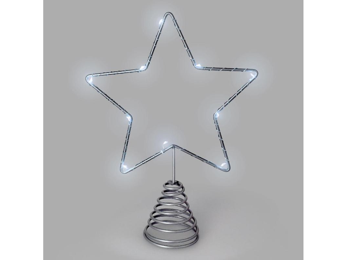 Guirnalda adorno luces navidad estrella arbol navidad luz blanco frio. 10 leds. uso interno protección ip20. 2 baterias aa