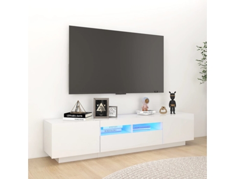 MAISON EXCLUSIVE Mueble para TV con luces LED blanco brillante 180x35x40 cm