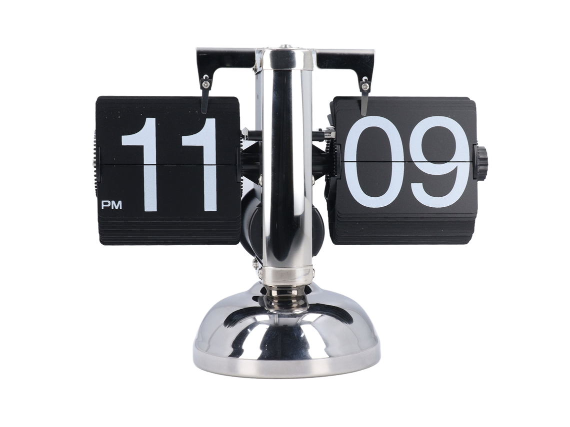 Reloj De Mesa De Volteo Mecánico Vintage Digital Batería Acero Inoxidable Ajustable Negro
