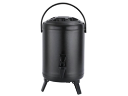 Dispensador térmico de bebidas de acero inoxidable de 12 litros con grifo para bebidas frías y calientes, color negro.