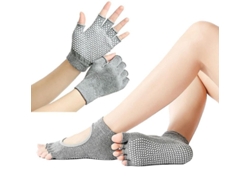 Conjunto De Calcetines Y Guantes De Yoga Y Fitness Con Dedos Transpirables Y Antideslizantes.