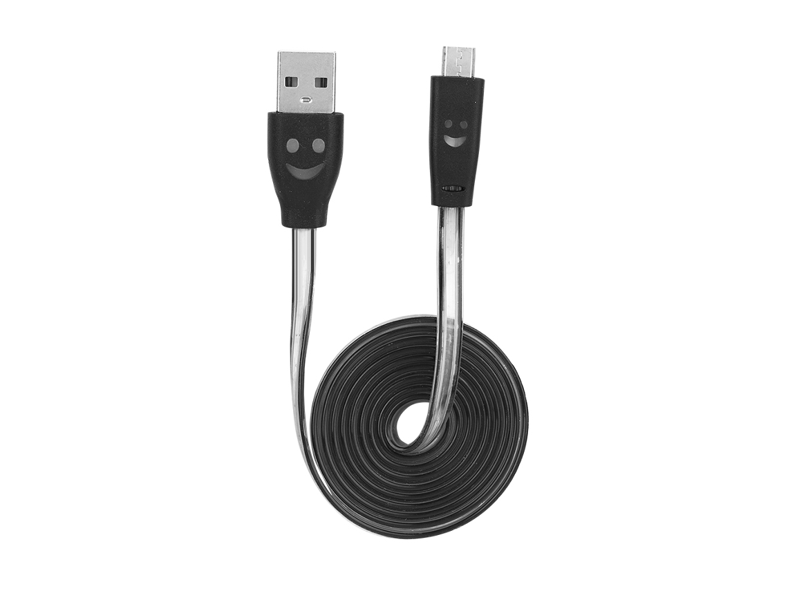 Cable De Datos Transparente Luminoso Cara Sonriente 1m Carga Android
