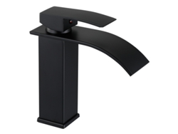 Grifo de baño estilo cascada | Válvula de cerámica | Diseño elegante Mdug (negro)