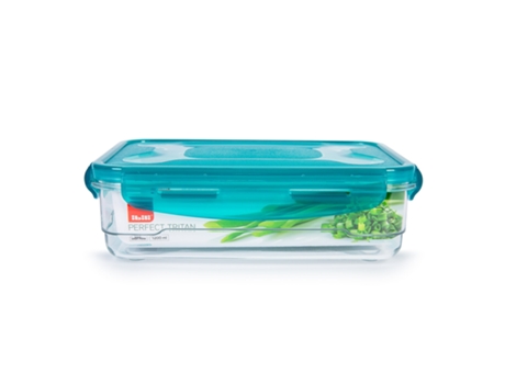 Perfect Tritan Recipiente Rectangular Plano de 1.2L en Tritán. Turquesa IBILI