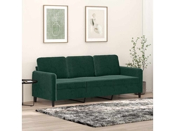 Sofá De 3 Plazas | Sofá De Salón | Sofá De Descanso Terciopelo Verde Oscuro 180 Cm