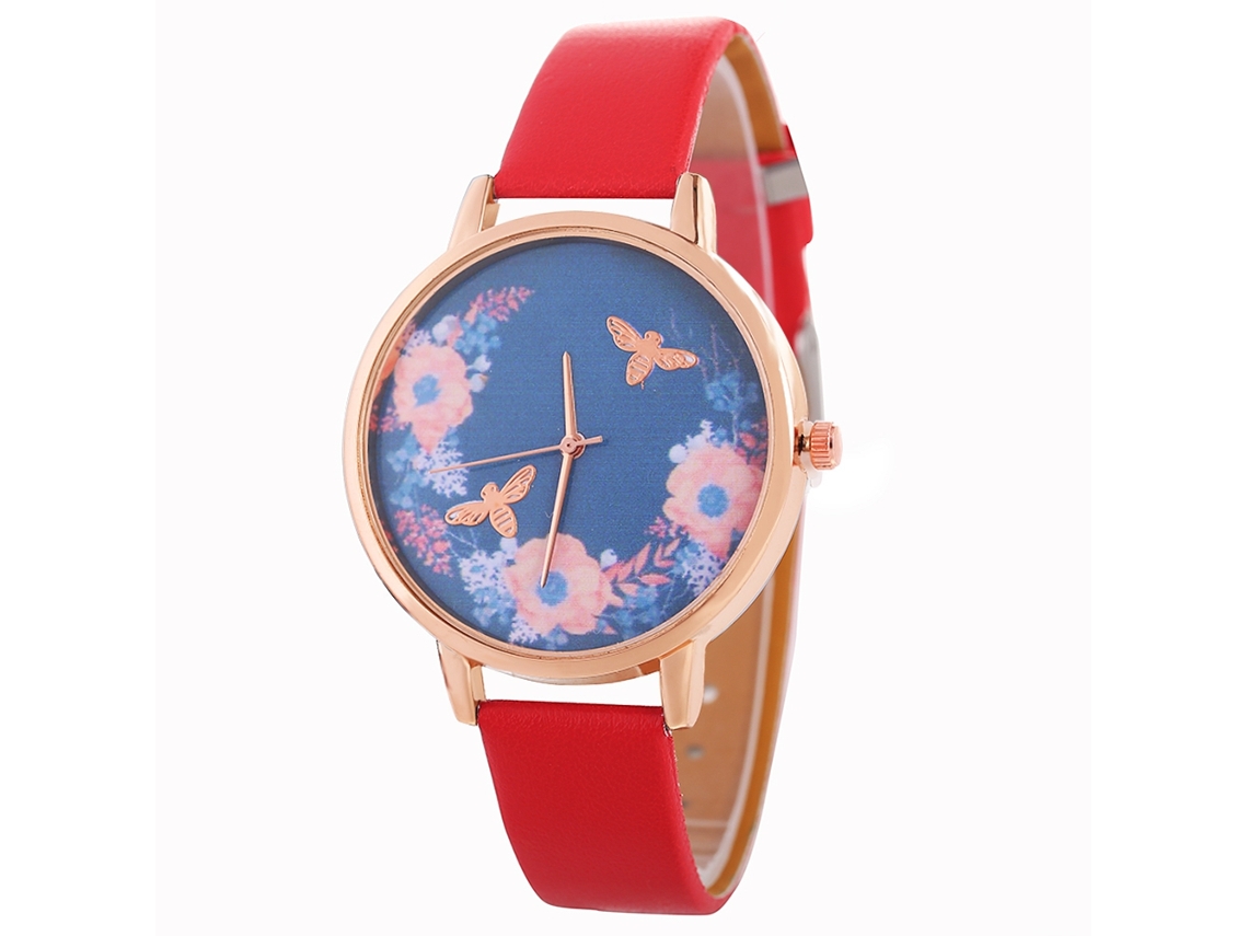 Reloj De Cuarzo Coreano Para Mujer Con Correa De Cuero Zlf0544-c Rojo