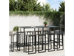 Conjunto De Bar Para Jardim 11 Pcs Aço Revestido A Pó Preto Dkd Home Decor