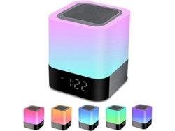 Lámpara De Mesita De Noche Con Reloj Despertador Altavoz Bluetooth Luz Nocturna Rgb
