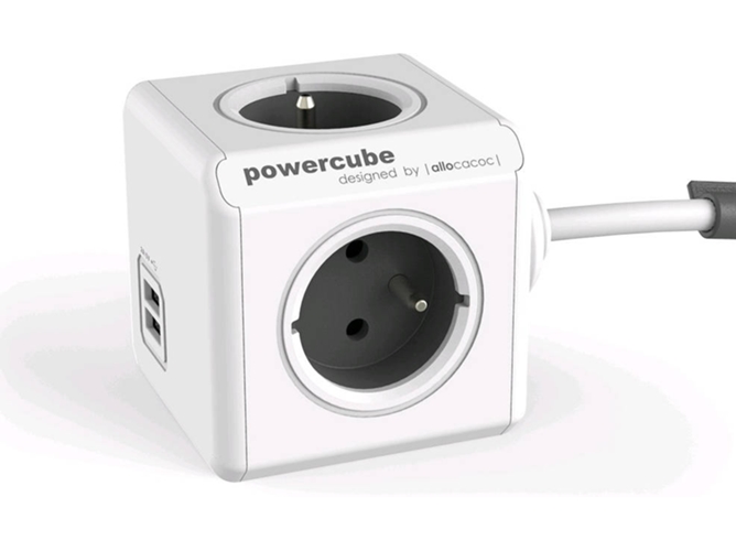 Base Eléctrica ALLOCACOC PowerCube Extended USB E(FR), 3m 4 enchufes 3 m