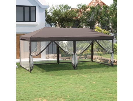 vidaXL Carpa para fiestas plegable con paredes gris taupé 3x6 m
