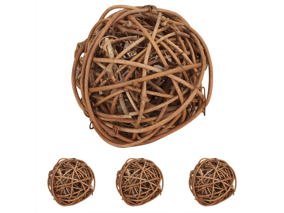 XYVONA Bolas Artesanais De Vime, Decorações De Videira Natural Para Sua Casa E Celebrações (conjunto De 4)