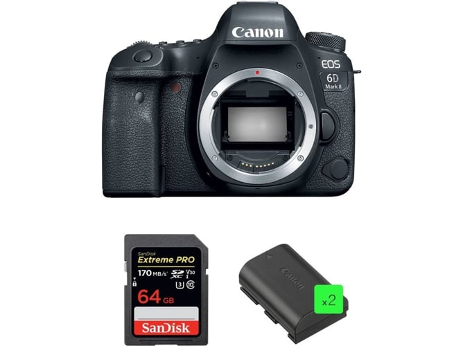 Kit Cámara Réflex CANON EOS 6D Mark II+ 64GB + 2 LP-E6N