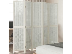 Biombo Separador De 5 Paneles Madera Maciza Paulownia Blanco