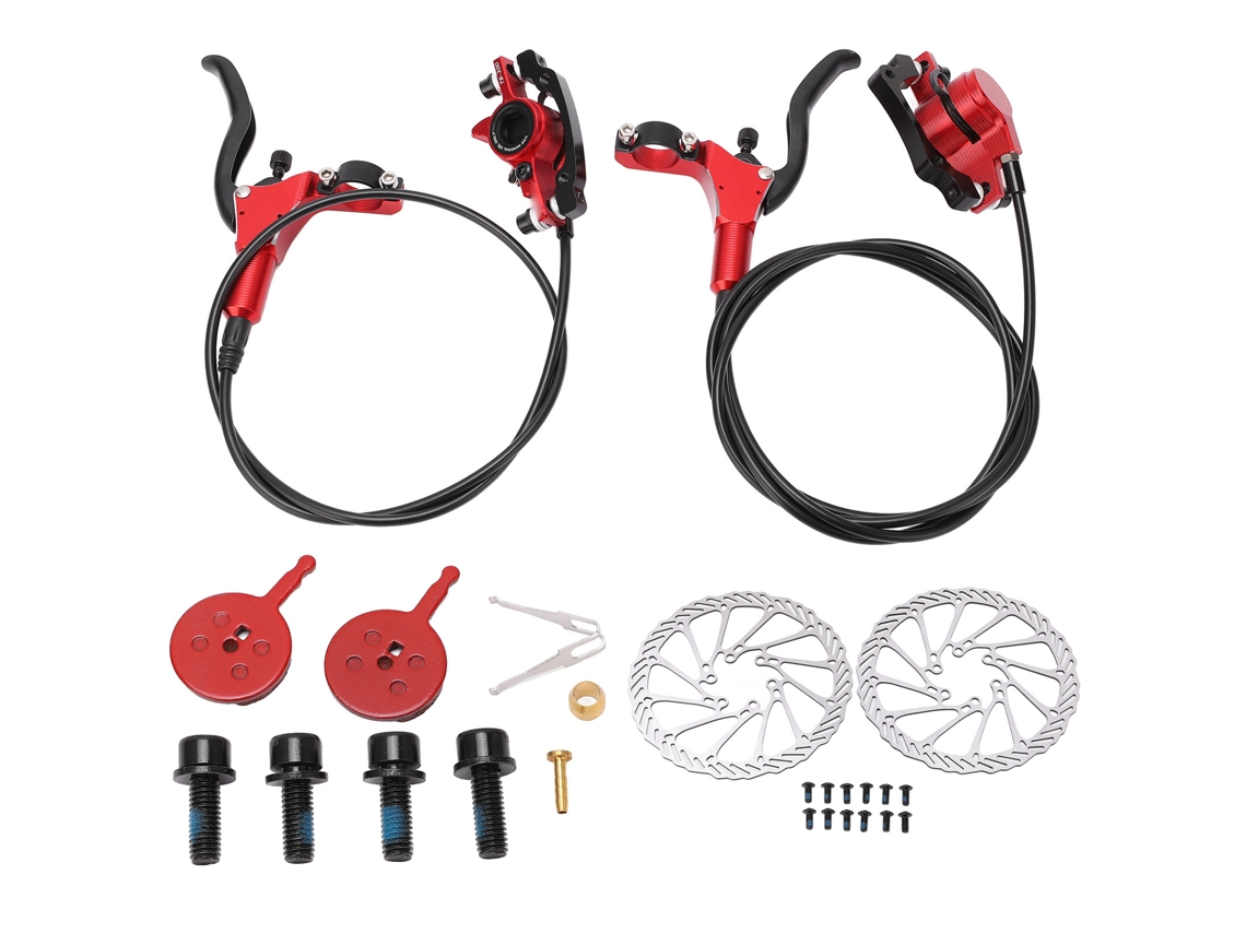 Juego De Frenos Hidráulicos Resistentes Al Desgaste Para Bicicletas De Montaña, Kit De Freno De Disco Rojo