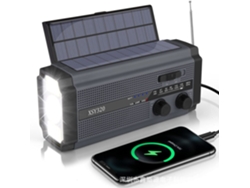 Rádio Solar Portátil Com Manivela Lanterna Led Externa Rádio Am/fm Bateria De 5000mah/cinza GERTIZ