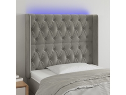 Cabecero Con Led De Terciopelo Gris Claro 93x16x118/128 Cm