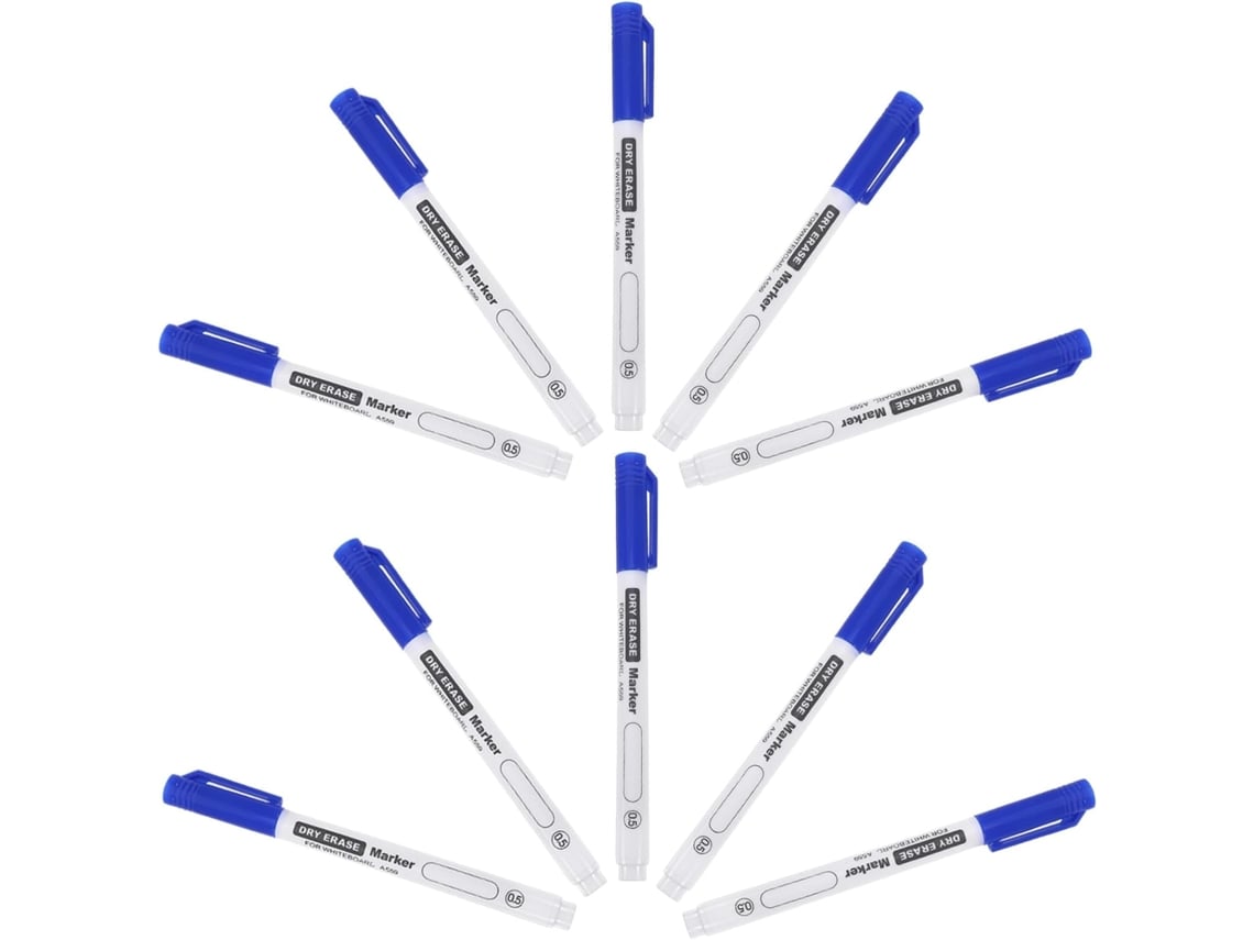 Pacote Com 10 Marcadores Para Quadro Branco, Ponta Fina De 0, 5 Mm, Tinta Azul Atóxica, Caneta Marcadora