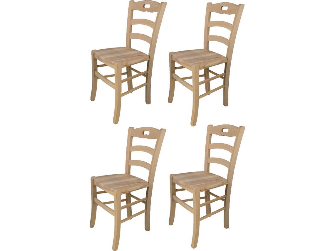 Conjunto de 4 Cadeiras T M C S Savoie U151GR (Castanho Claro - 88x43x46 cm - Madeira)