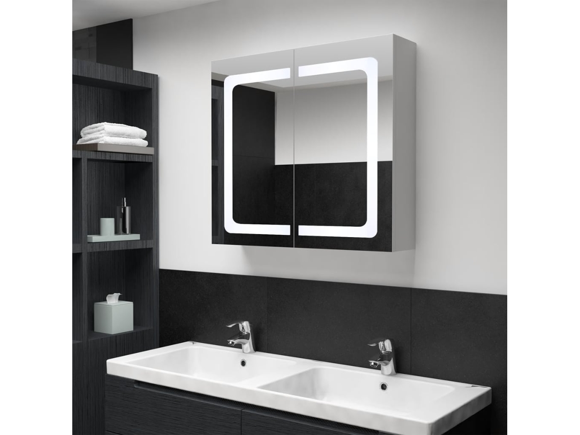 Armario de baño con espejo e iluminación LED 80x12,2x68 cm