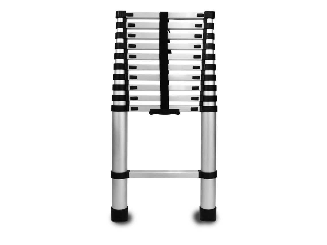 Escalera Telescópica Plegable De Aluminio, 11 Peldaños, Con Topes Baulich