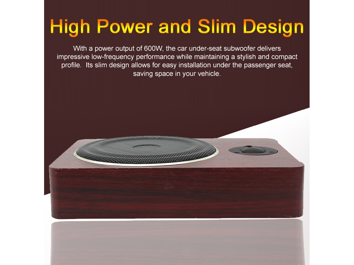 Subwoofer para coche de 8 pulgadas y 600 W, sistema de audio amplificado de 12 V para debajo del asiento.