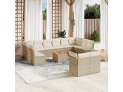 Conjunto de sofá de jardín de 13 piezas con cojines, mimbre sintético beige, Dkd Home Decor