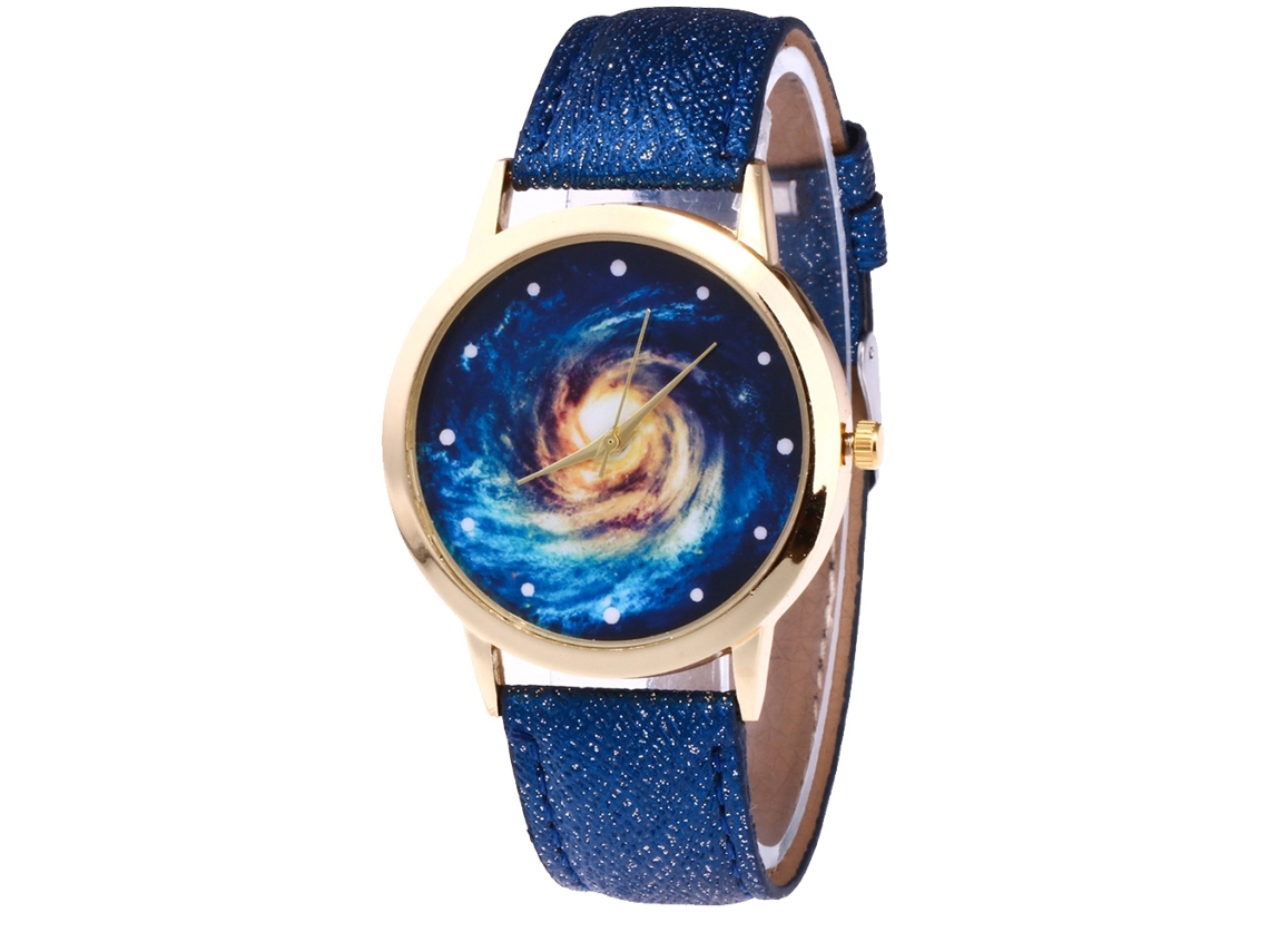 Reloj De Pulsera De Moda Para Hombre/mujer Con Correa De Pu Y Mapa Estelar Azul Oscuro.