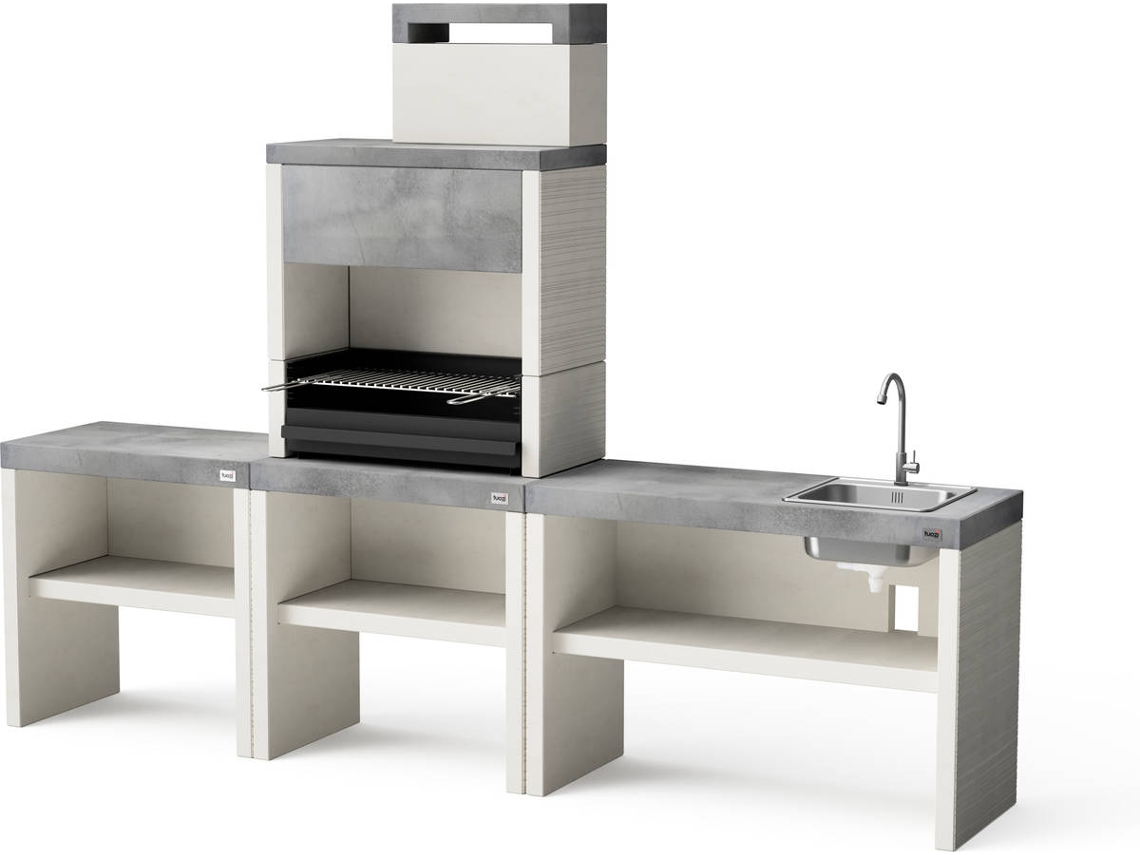 Parrilla para barbacoa TUOZI Outdoor Kitchen Plan (blanco, gris - 266 x 47 x 192 cm)
