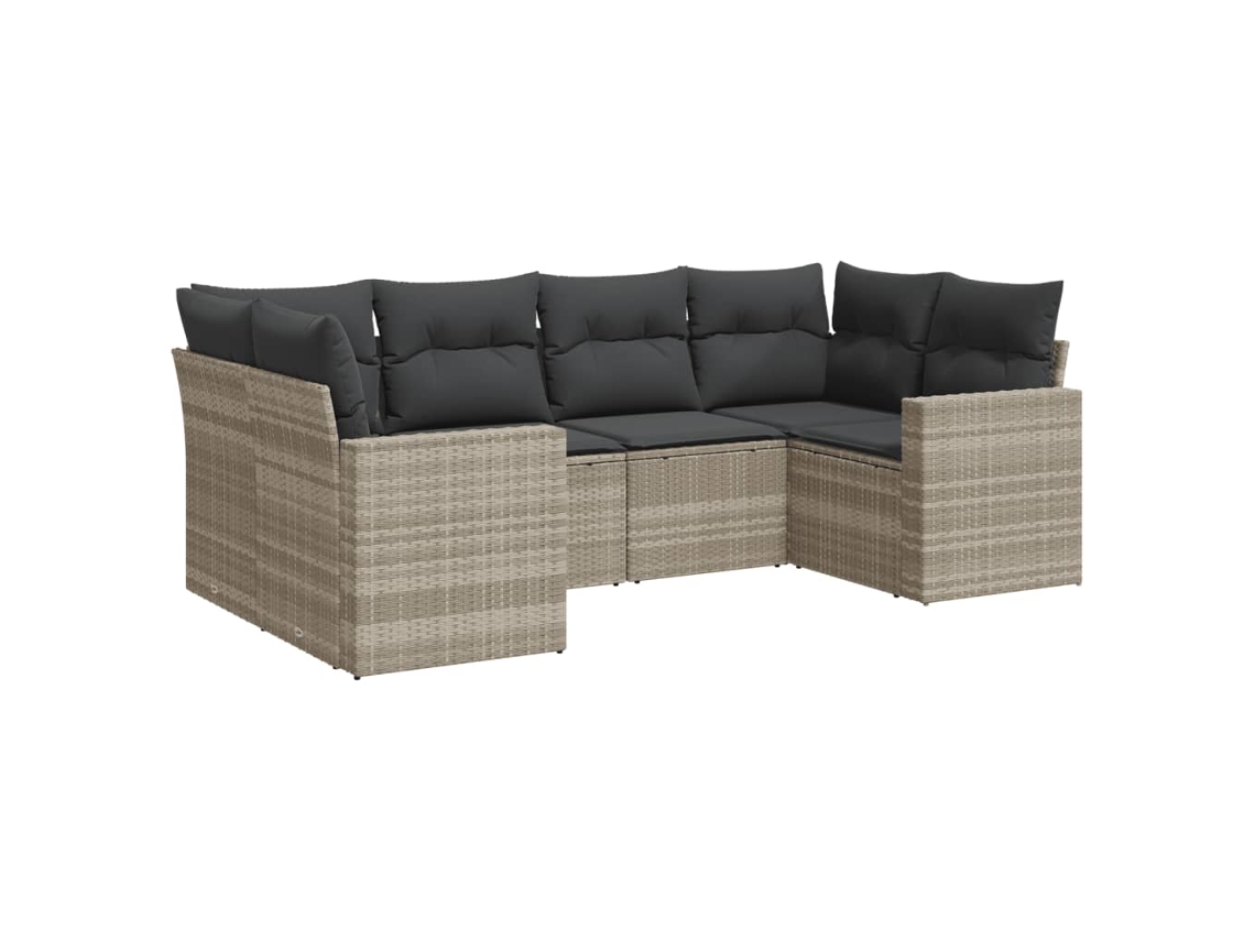 Maison Exclusive - Conjunto de sofá de jardín de 6 piezas con cojines, mimbre, gris claro