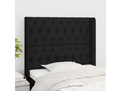 Cabecero Con Orejas De Tela Negro 103x16x118/128 Cm