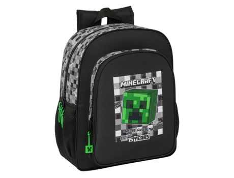 Mochila Escolar MINECRAFT Negro Gris 32 X 38 X 12 cm