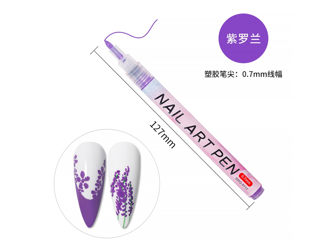 Bolígrafo para decoración de uñas, bolígrafo para puntear uñas, bricolaje, grafito violeta claro, punta de 0,7 mm Yunzii