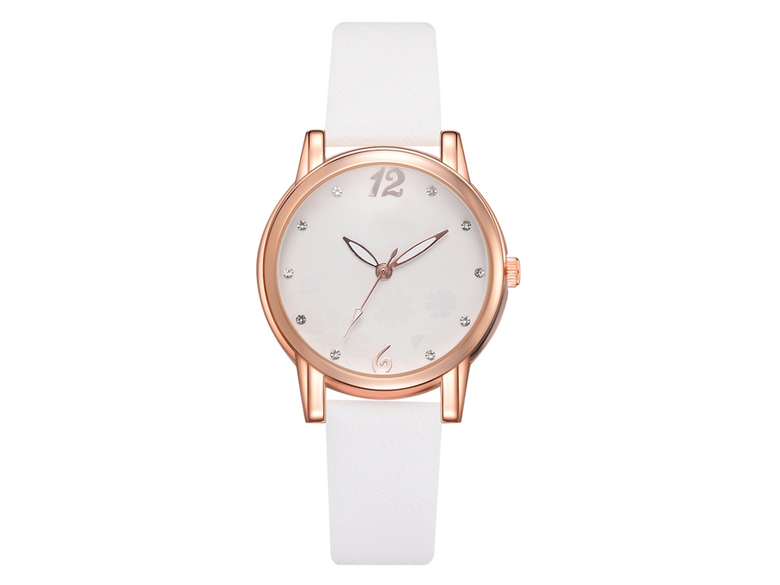Reloj De Pulsera Analógico De Cuarzo Para Mujer Con Esfera Redonda, Estilo Moderno, Blanco.