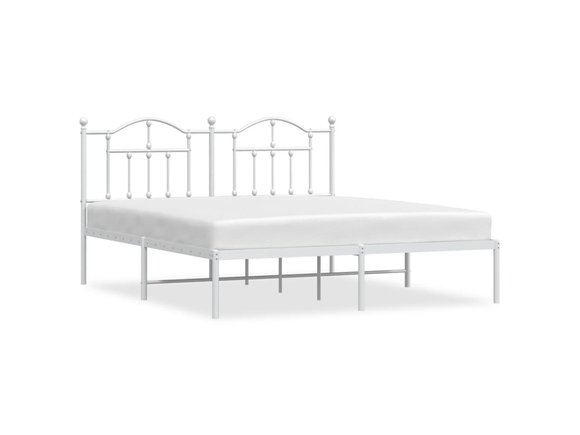 VIDAXL Estructura De Cama Con Cabecero 160X200 Cm Metal Blanco