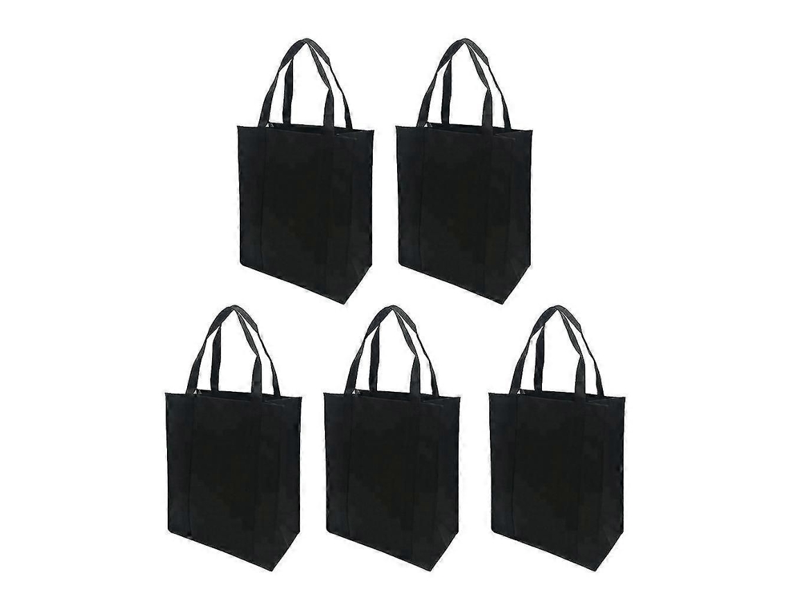 5 bolsas de compra plegables de tela no tejida reutilizables para compras al aire libre, color negro, 30x25x10cm GOKOCO