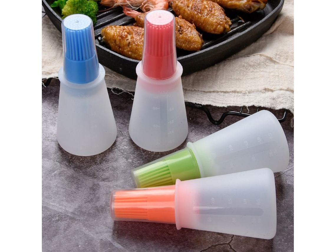 Rebe-linjou 4 pinceles de silicona para aceite, barbacoa/repostería (rojo, naranja, verde, azul)