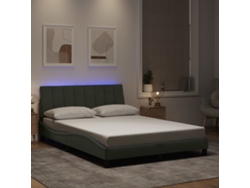 Estructura Cama Con Luces Led Terciopelo Gris Claro 140x190 Cm