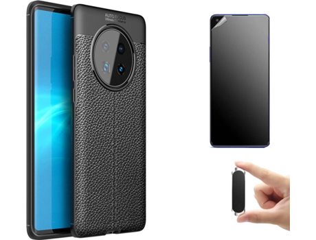 Kit Carcasa, Protector Y Soporte Huawei Mate 40 Pro Ultimatte Turtleshell Rugged Leather Negro