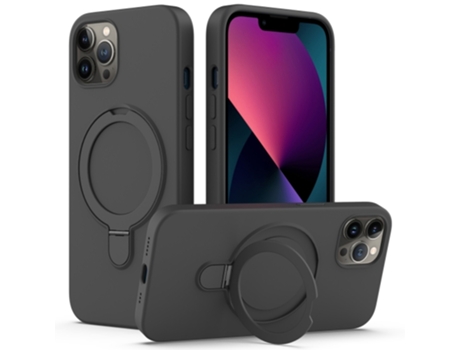 Funda Mobile Phone Cases Magsafe Liquid With Ring para iPhone 12 Pro Silicona Negro