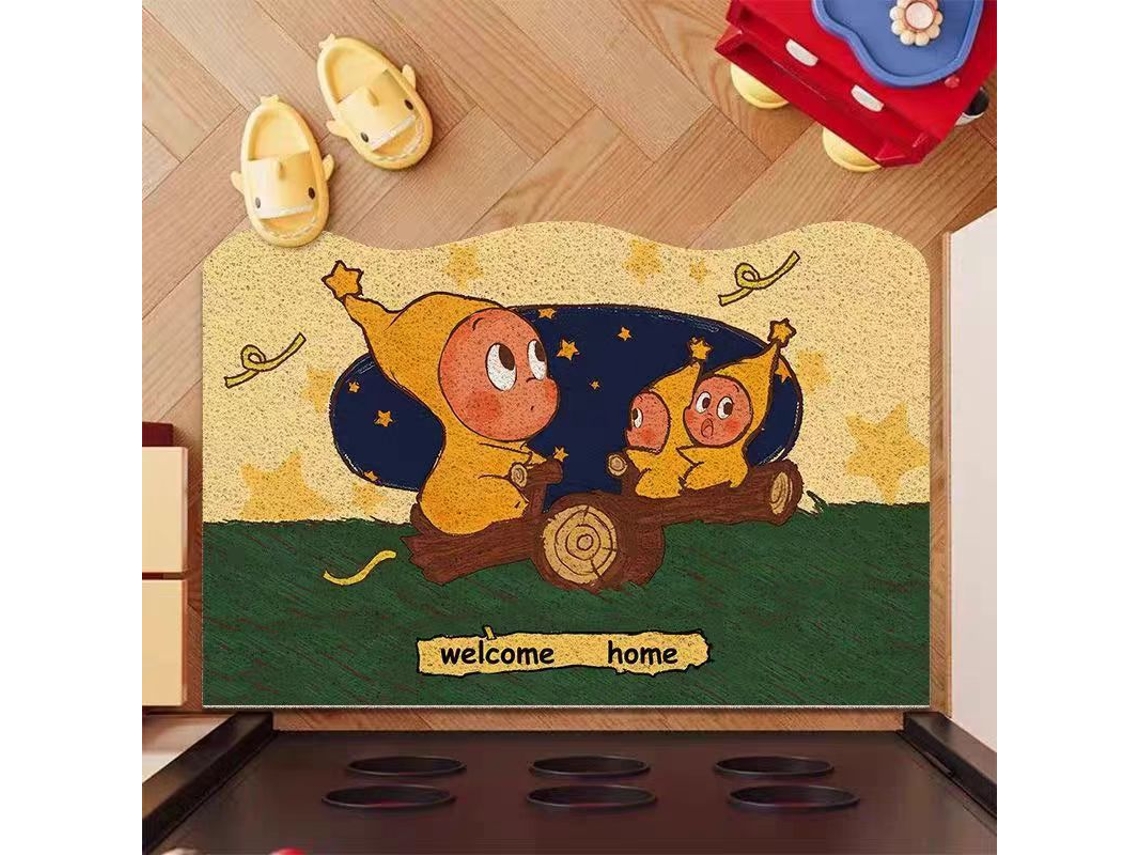 Felpudo De Entrada De 40x60 Cm, Antideslizante, Lavable Con Agua, Con Diseño De Dibujos Animados "bienvenido A Casa".
