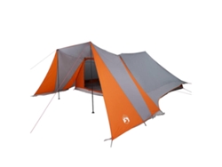 Tienda de campaña familiar con techo gris y naranja, 660 x 456 x 200 cm.