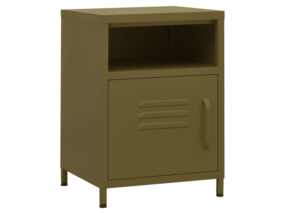 Mesita de noche de acero 35x35x51 cm Verde oliva EXCLUSIVA MAISON