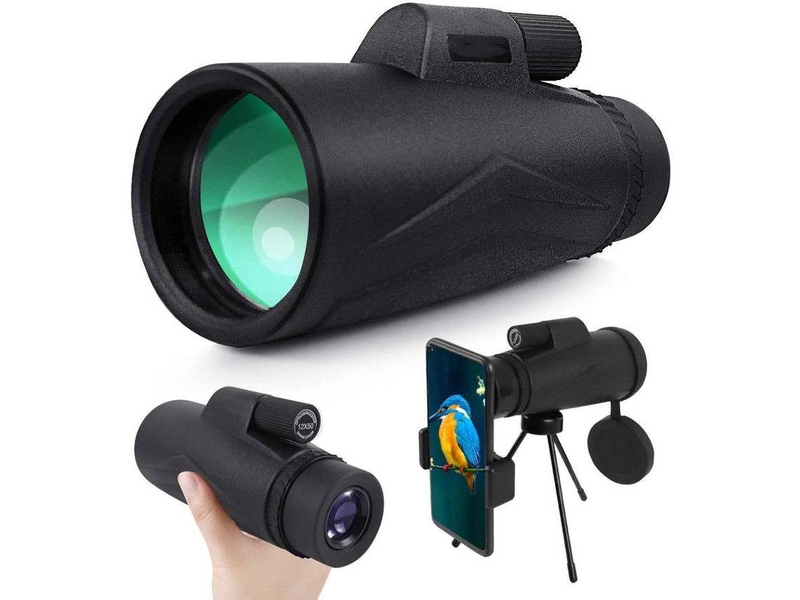 Prismáticos ENKERS Monoculares 40X60 HD Profesional Monocular Impermeable con Adaptador para Smartphone y Trípode Adecuado para Caza Aca-Black