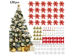 Adornos Navideños Colgantes Con 120 Flores Brillantes*